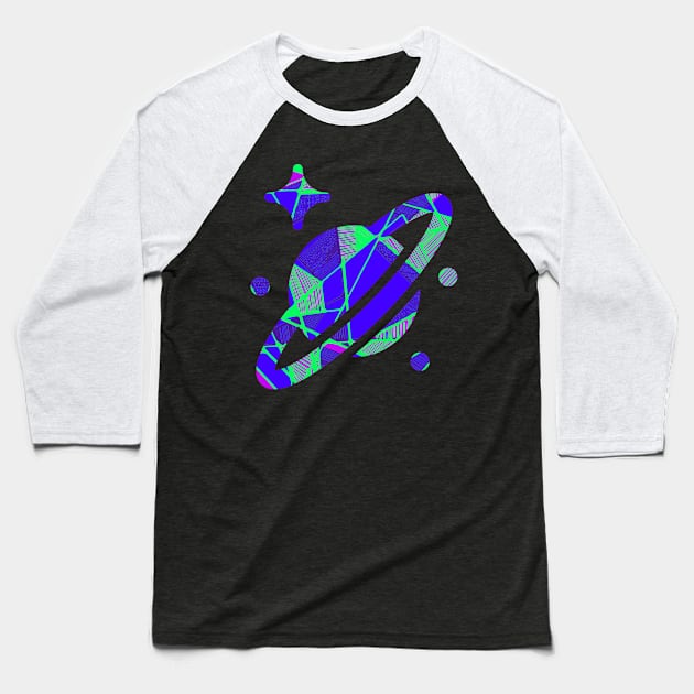 Planet galaxy space design geometric Baseball T-Shirt by carolsalazar